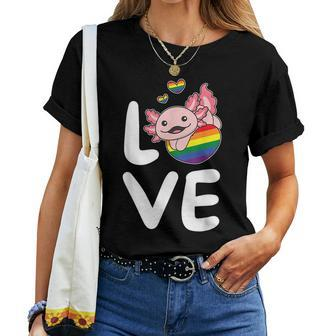 Rainbow Flag Pride Month Lgbtq Rainbow Love Axolotl Women T-shirt | Mazezy