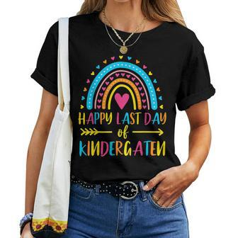 Rainbow Happy Last Day Of Kindergarten School Teacher Girls Women T-shirt | Mazezy