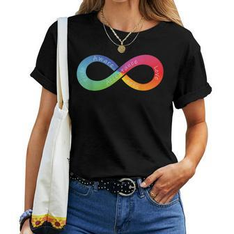 Rainbow Infinity Pride Autism Awareness Love Symbol Women T-shirt | Mazezy