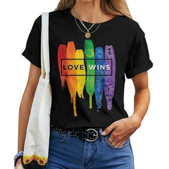 Rainbow Graphic Lgbt Equality Love Wins Letter Print Women T-shirt | Mazezy