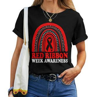 Rainbow Red Ribbon Week Leopard We Wear Red For Awareness Women T-shirt - Monsterry CA