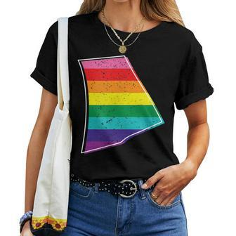 Rainbow Rhode Island Gay Pride Flag Vintage Women T-shirt Crewneck | Mazezy