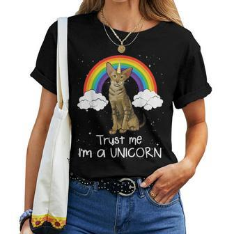 Rainbow Serengeti Trust Me I'm A Unicorn Cat Women T-shirt | Mazezy
