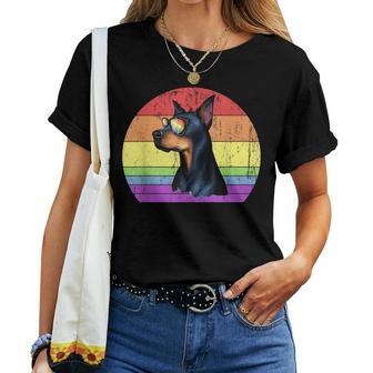 Rainbow Vintage Doberman Dog Lgbt Awareness Month Pride Women T-shirt | Mazezy