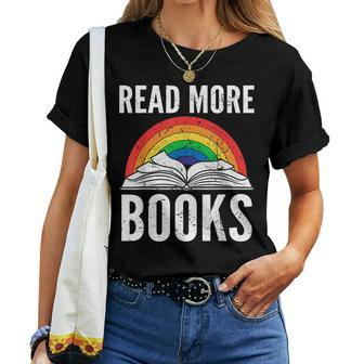 Read More Books School Reading Vintage Retro Rainbow Teacher Women T-shirt - Thegiftio UK