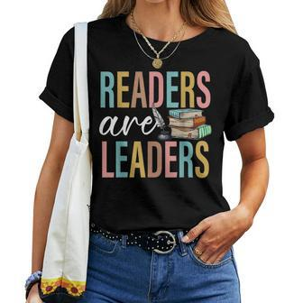 Readers Are Leaders Vintage Book Lover Reading Teacher For Teacher Women T-shirt | Mazezy