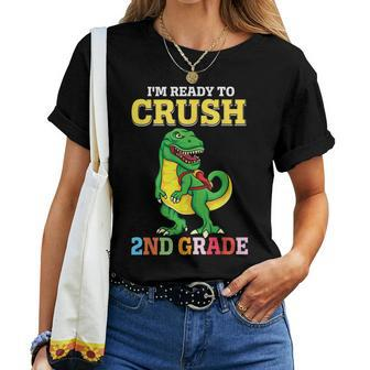 Im Ready To Crush 2Nd Grade Dinosaur Boy First Day Of School Women T-shirt | Mazezy