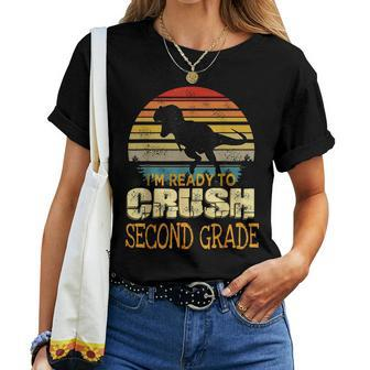 Ready To Crush Second 2Nd Grade Dinosaur Back To School Boys Women T-shirt - Seseable