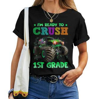 Ready To Crush 1St Grade Monster Truck Back To School Women T-shirt - Monsterry DE