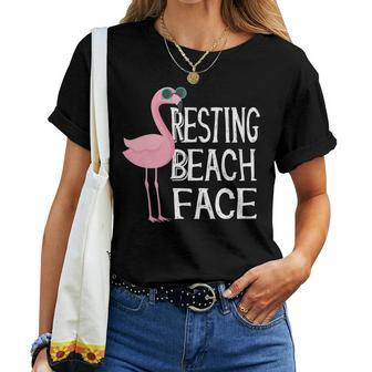 Resting Beach Face Flamingo Summer Vacation Mode Women T-shirt | Mazezy