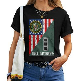 Retired Army Chief Warrant Officer Cw3 Half Rank & Flag Women T-shirt | Mazezy CA