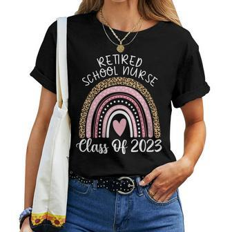 Retired School Nurse Class Of 2023 Teacher Leopard Rainbow Women T-shirt | Mazezy