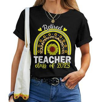 Retired Teacher Class Of 2023 Rainbow Sunflower Retirement Women T-shirt | Mazezy