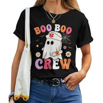 Retro Boo Boo Crew Nurse Ghost Halloween Nurse Women T-shirt | Mazezy