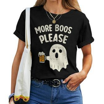 Retro More Boos Please Ghost Beer Halloween Costume Boys Women T-shirt - Monsterry