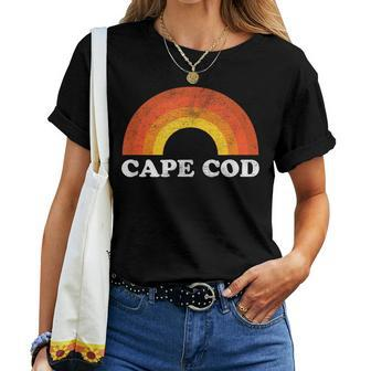 Retro Cape Cod Massachusetts Rainbow Vintage Throwback Girls Women T-shirt | Mazezy