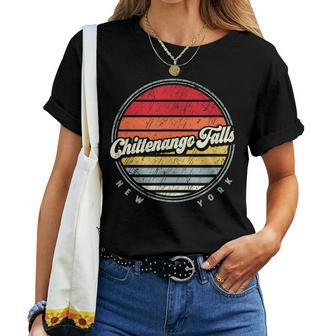 Retro Chittenango Falls Home State Cool 70S Style Sunset Women T-shirt | Mazezy