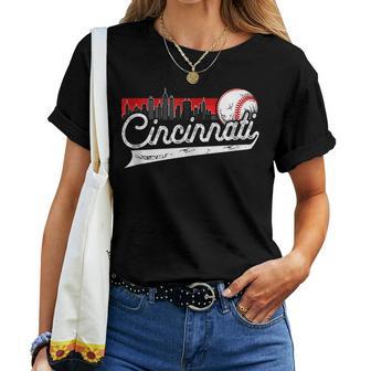 Retro Cincinnati Vintage Baseball Softball Lover Women Men Women T-shirt Short Sleeve Graphic - Thegiftio UK