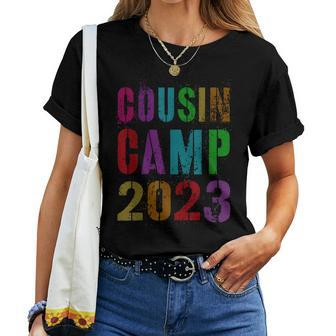 Retro Cousin Camp 2023 Grandma Grandpa Sign Autographs Women T-shirt - Seseable
