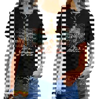 Retro God Is Good All Time Cross Flower Boho Faith Christian Faith Women T-shirt Crewneck | Mazezy