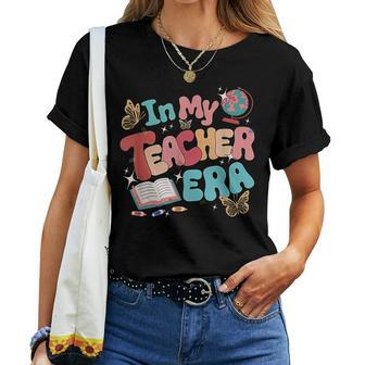 Retro Groovy In My Teacher Era Teaching Life Back To School Women T-shirt Short Sleeve Graphic - Monsterry DE