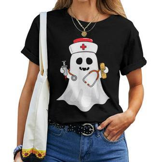 Retro Groovy Nurse Ghost Scrub Top Halloween Nurse Life Women T-shirt