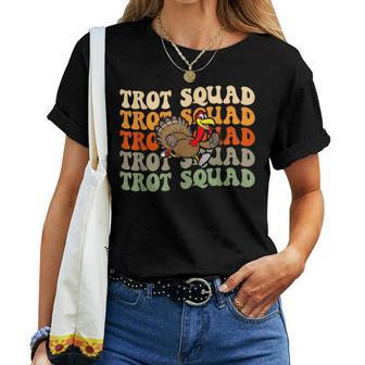 Retro Groovy Turkey Trot Squad Thanksgiving Turkey Runner Women T-shirt | Mazezy