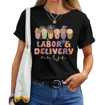 Retro Halloween L&D Labor And Delivery Nurse Party Costume Women T-shirt | Mazezy