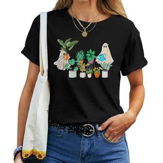 Retro Lady Gardener Ghost Gardening Plants Lover Halloween Women T-shirt | Mazezy