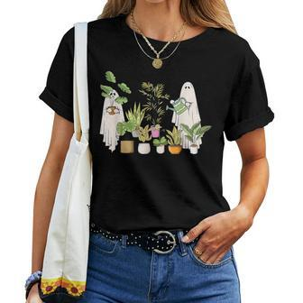 Retro Lady Gardener Ghost Plants Lover Halloween Women T-shirt | Mazezy