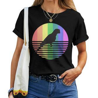 Retro Parrot Gay Pride Vintage 80S Rainbow Colors Bird Women T-shirt Crewneck | Mazezy