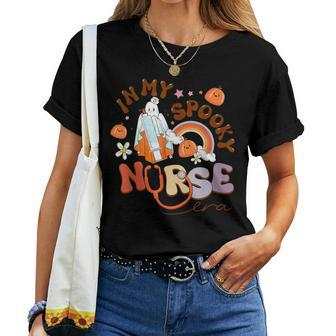 Retro In My Spooky Nurse Era Rn Icu Er Halloween Spooky Women T-shirt - Seseable