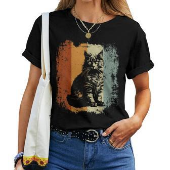 Retro Style Kurilian Bobtail Cat Women T-shirt | Mazezy