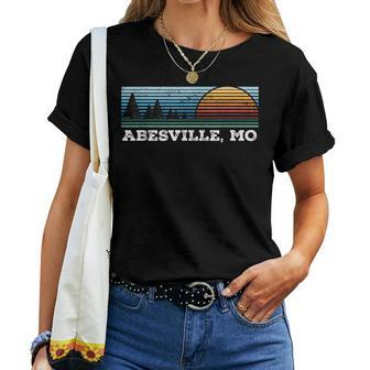 Retro Sunset Stripes Abesville Missouri Women T-shirt | Mazezy