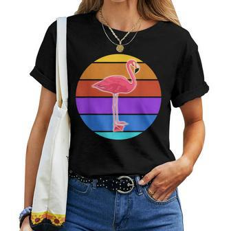 Retro Vintage Flamingo Sunset Bird Tropical Women T-shirt | Mazezy