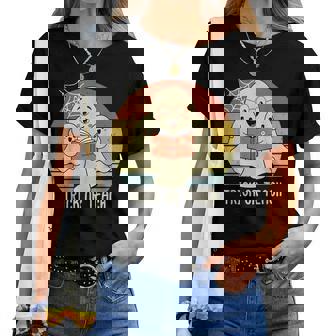 Retro Vintage Trick Or Teach Halloween Teacher Ghost Books For Teacher Women T-shirt Crewneck | Mazezy