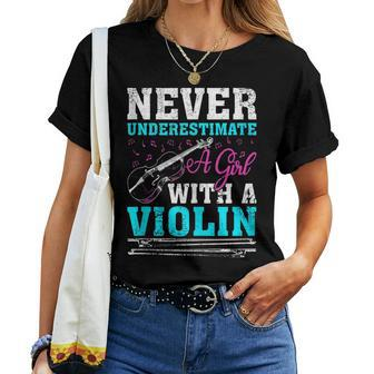 Retro Vintage Never Underestimate A Girl With A Violin Women T-shirt - Monsterry UK