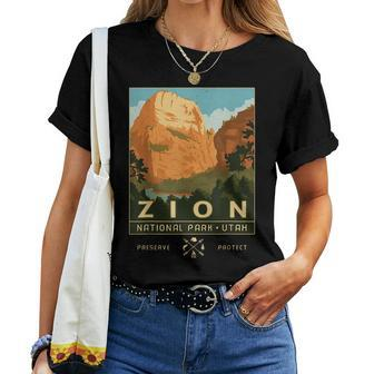 Retro Vintage Zion National Park Of Utah America Men Women Women T-shirt | Mazezy