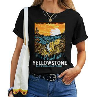 Retro Yellowstone National Park Wpa Style Lower Falls Women T-shirt - Thegiftio UK