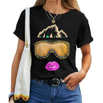 Ride Snowboard In Leopard Glasses By Snow Mountain Women T-shirt | Mazezy