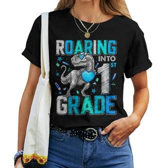 Roaring Into 1St Grade Dinosaur T Rex Back To School Boys Women T-shirt | Mazezy