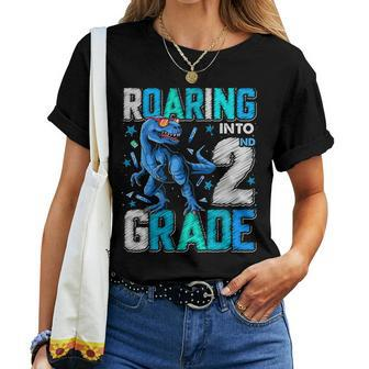 Roaring Into 2Nd Grade Dinosaur T Rex Back To School Boys Women T-shirt - Monsterry DE