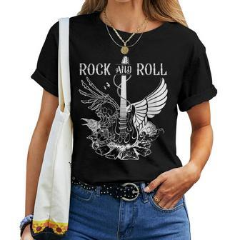 Rock And Roll Musical Instrument Guitar Women T-shirt - Seseable