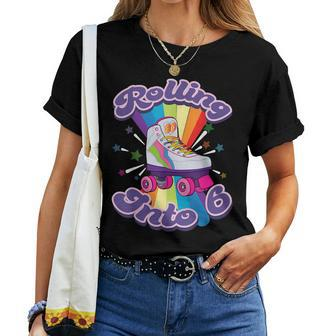 Roller Skating 6 Years Old 6Th Birthday Girl Skate 80'S Women T-shirt | Mazezy CA