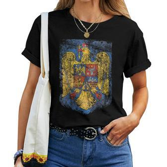 Romanian Pride Coat - Of Arms Of Romania Heritage Celtic Women T-shirt | Mazezy
