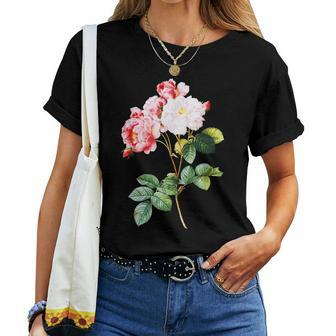 Roses Rose Floral Shabby Desert Chic Retro Style Vintage Women T-shirt | Mazezy