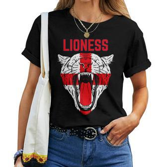 Women's England's Football Lioness English Flag Women T-shirt - Seseable