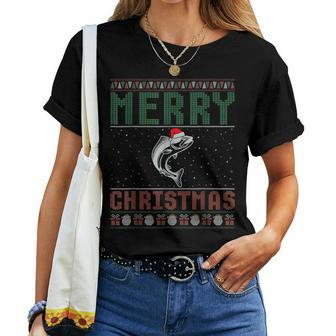 Salmon Ugly Christmas Sweater Family Matching Women T-shirt - Monsterry AU