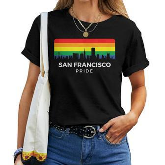 San Francisco Skyline Pride Rainbow Flag Women T-shirt | Mazezy