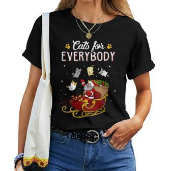 Santa Cats For Everybody Ugly Christmas Sweater Cat Lover Women T-shirt | Mazezy
